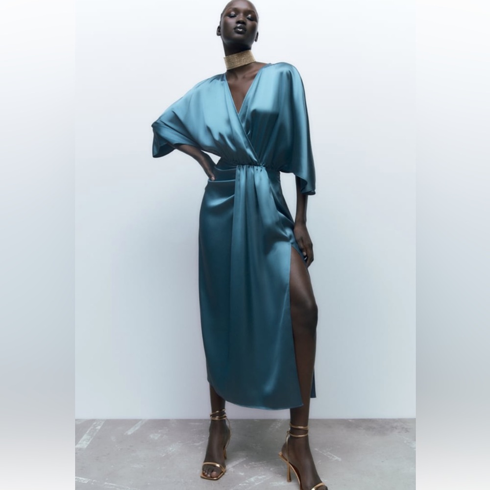 Zara Satin effect midi dress.